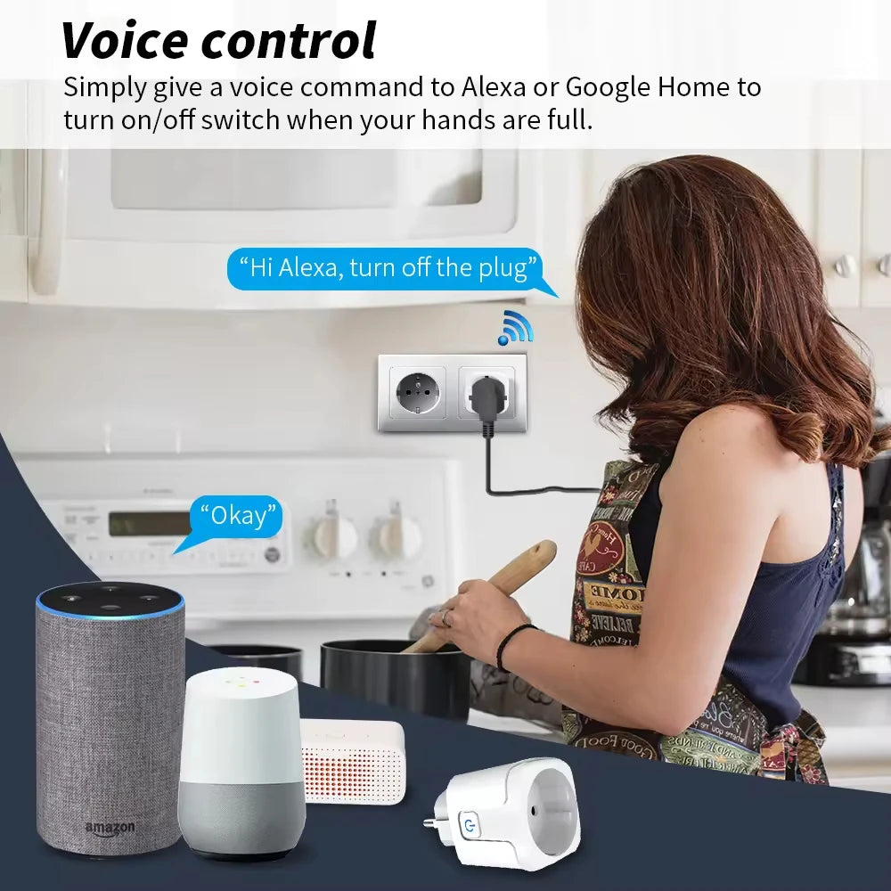 20A CozyLife voice-controlled smart plug, EU 16A product, Alexa, Google Home, Tmall Genie, hands-free, WiFi home appliance