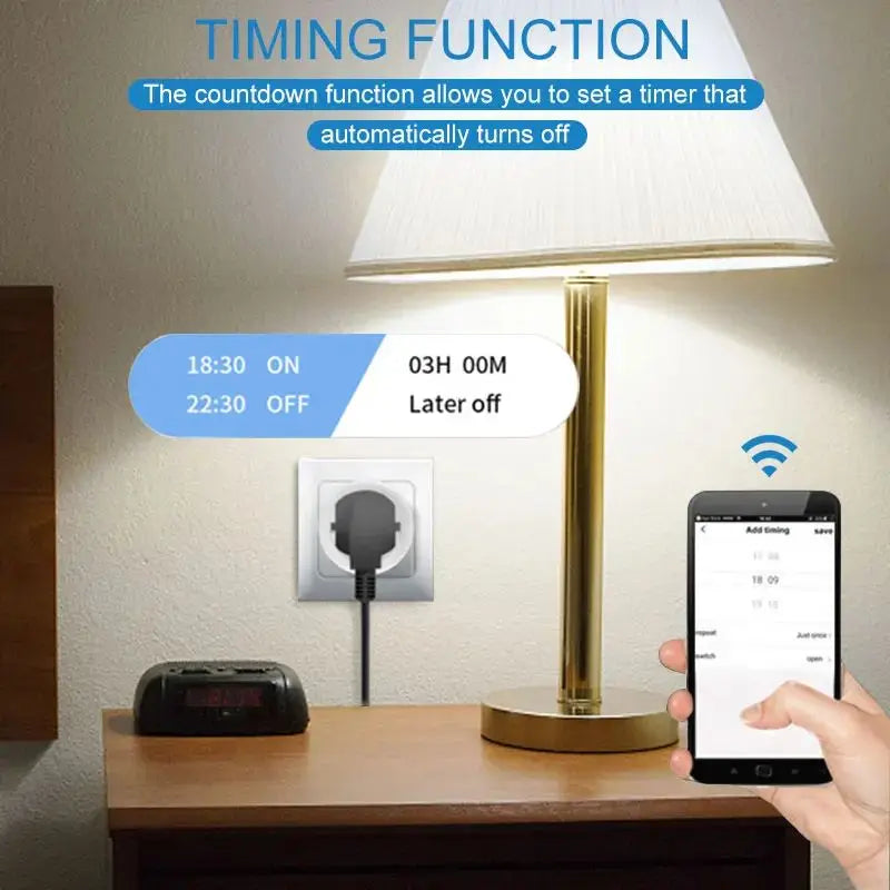 Tuya 16/20A Smart Socket EU Wifi Smart Plug With Power Monitoring Smart Home Voice Control Support Google Assistant Alexa Alice