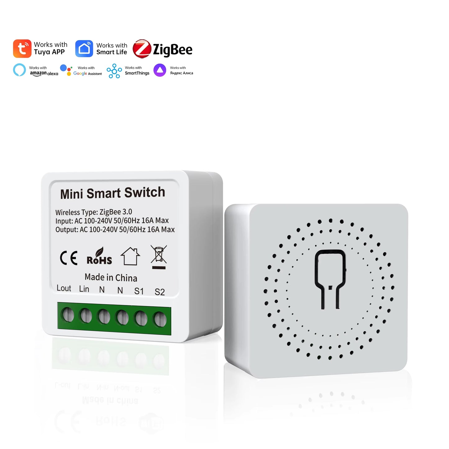 Zigbee 16A smart switch, Alexa Google Assistant compatible, bidirectional stable low-power relay, wall-mounted, requires a hub