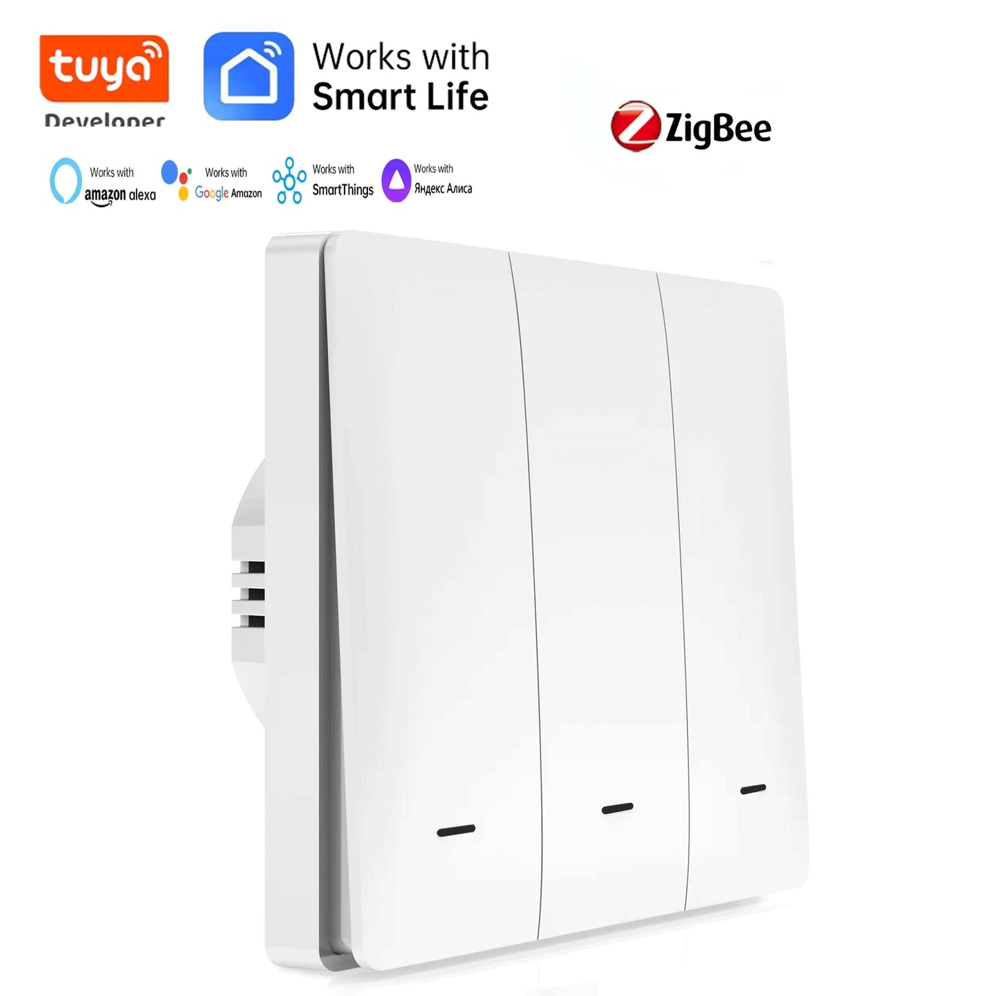 Tuya WiFi Smart 86-type wall-mounted switch with 8 buttons, single hot wire, remote control available, voice-controlled