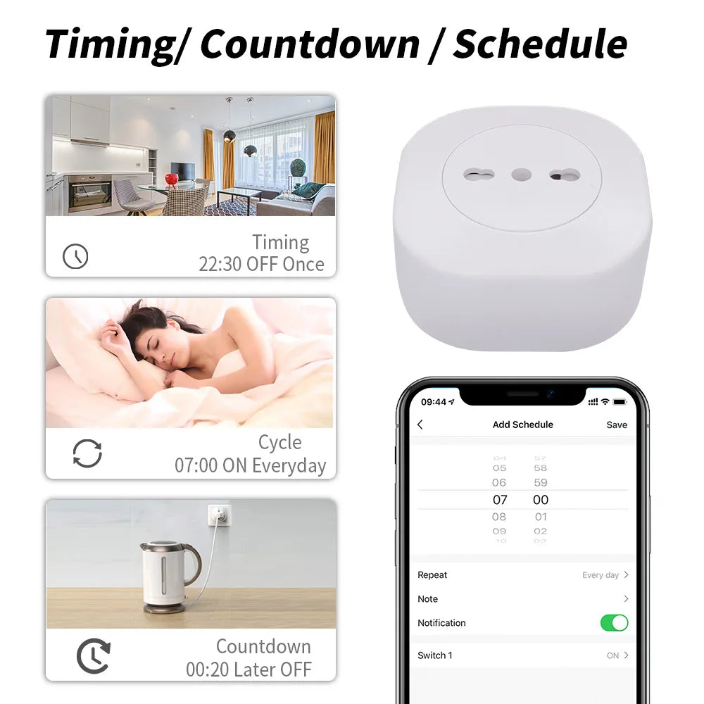 Tuya wifi Smart Socket 10A16A Italian standard plug Alexa voice mobile phone remote control Timed sharing