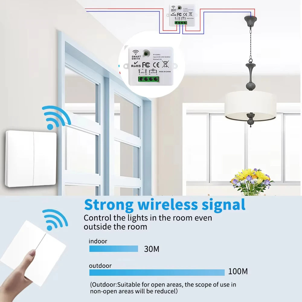 Smart Wireless Switch RF433 Self-Powered Push Button Wall Panels Remote Controller Light Switch Waterproof Wall Switch