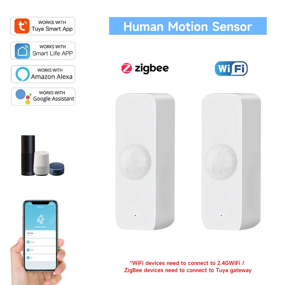 Tuya WiFi/Zigbee PIR Motion Sensor Smart Home Human Body Infrared Detector Security Smart Life Works With Alexa Google