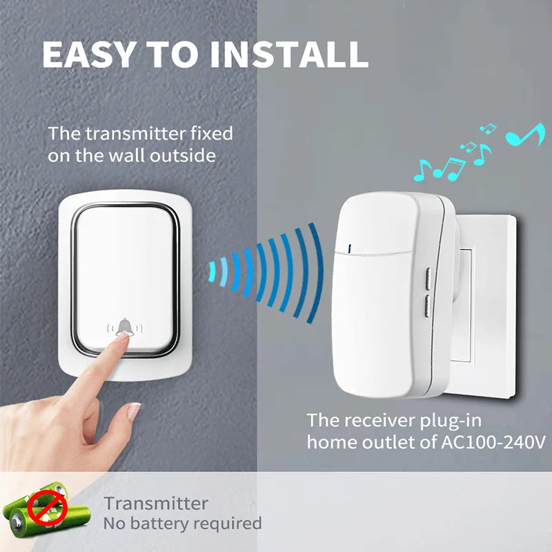 LakiSmart Pro Self-Powered Wireless Doorbell Kit - Kinetic Energy (No Battery Required) - IP44 Waterproof - 150M Range