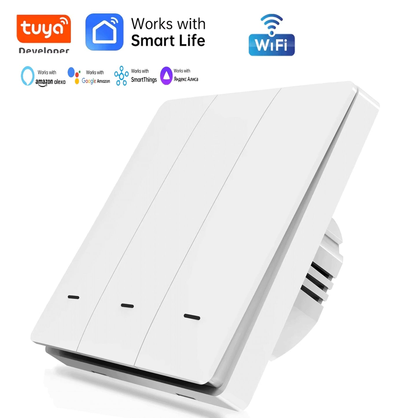 Tuya WiFi Smart 86-type wall-mounted switch with 8 buttons, single hot wire, remote control available, voice-controlled