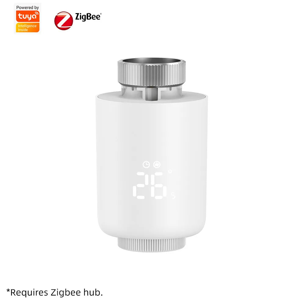 TUYA zigbee temperature control valve, European-style remote temperature controller, energy-saving led display with knob
