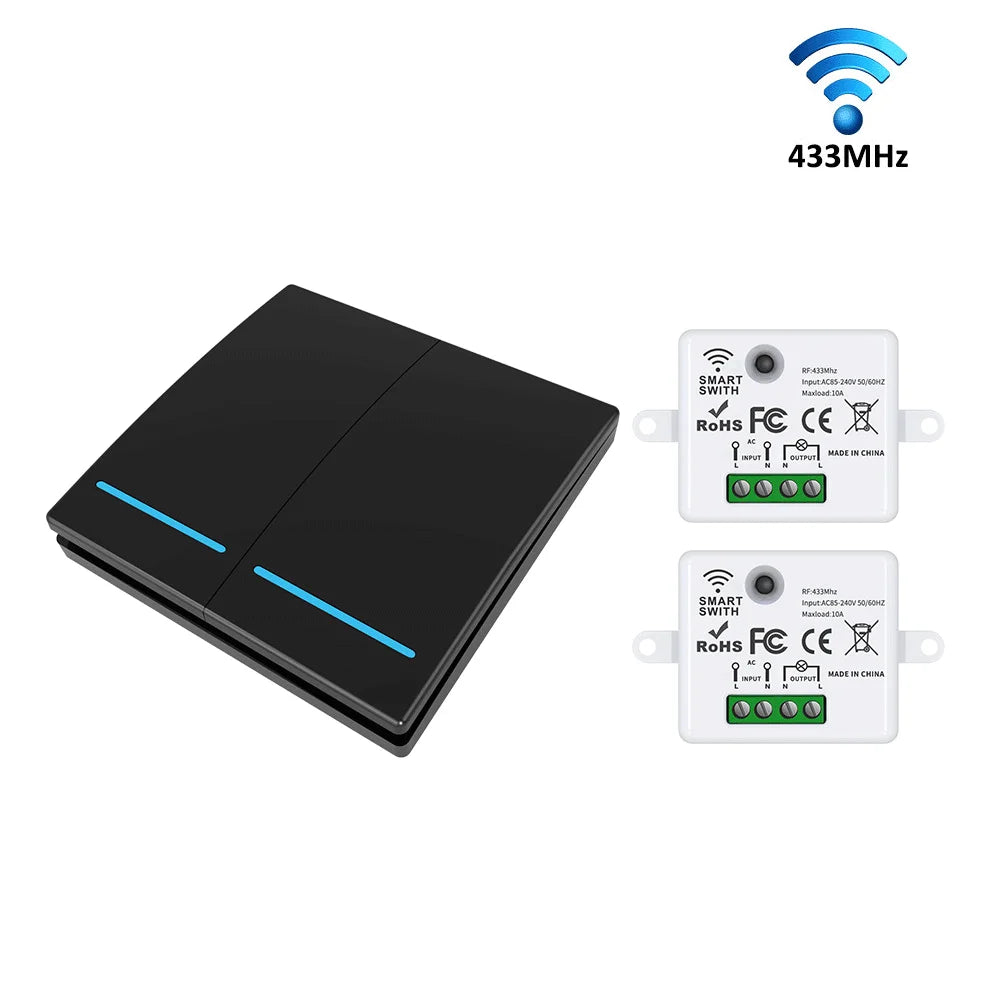 Remote control switch RF433 remote switch without wiring, can be freely attached to lighting switches, stair switches