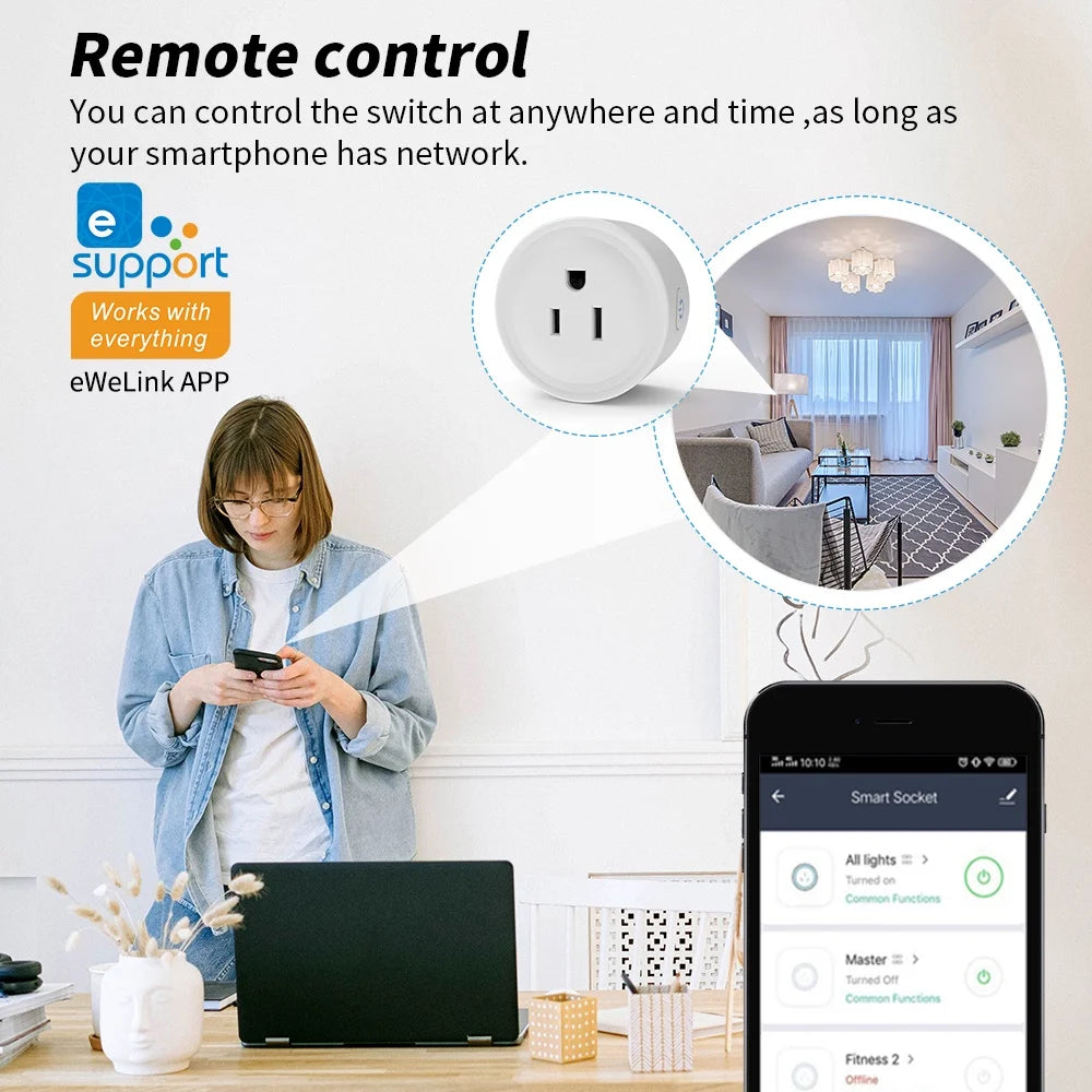 WiFi eWeLink  Smart socket support eWeLink APP control Alexa Google home voice control
