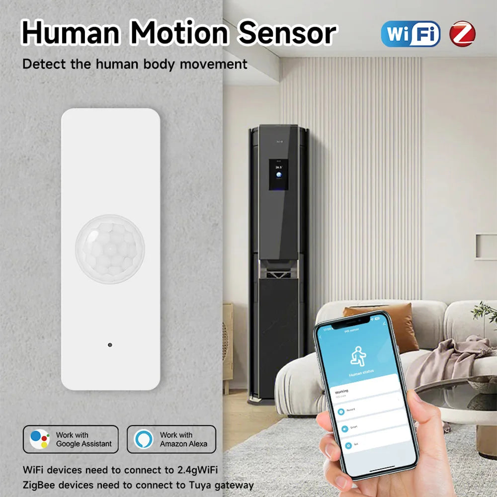 Tuya WiFi/Zigbee PIR Motion Sensor Smart Home Human Body Infrared Detector Security Smart Life Works With Alexa Google
