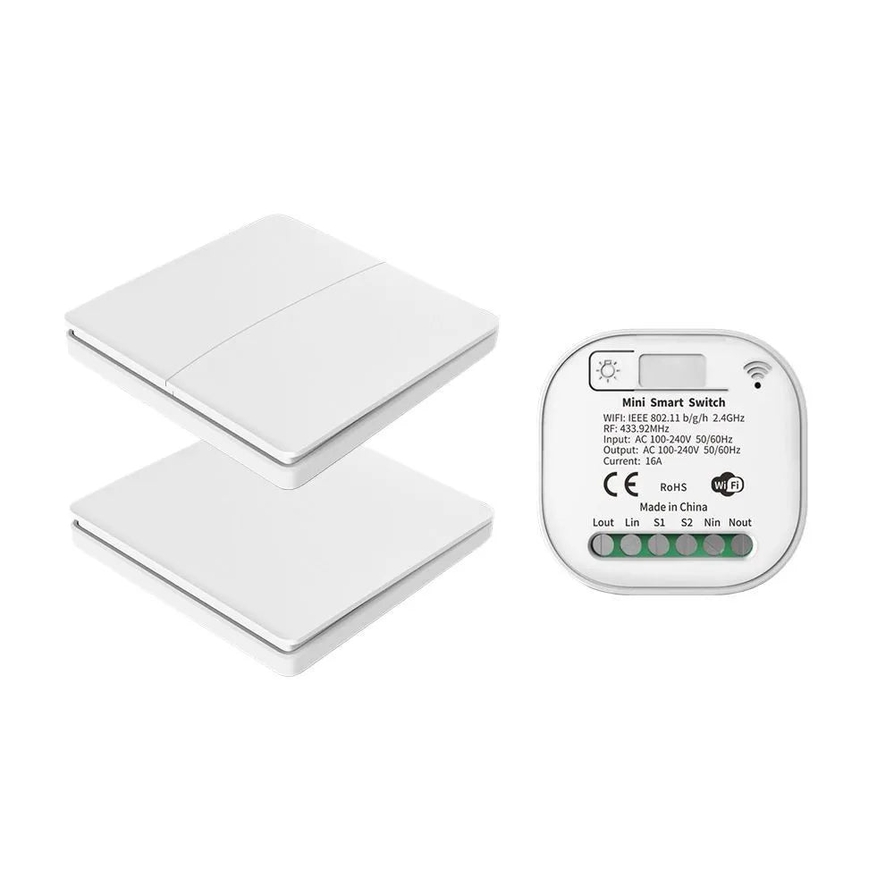 RF433 self-generating remote control switch, wireless, free-to-place, concealed, dual control