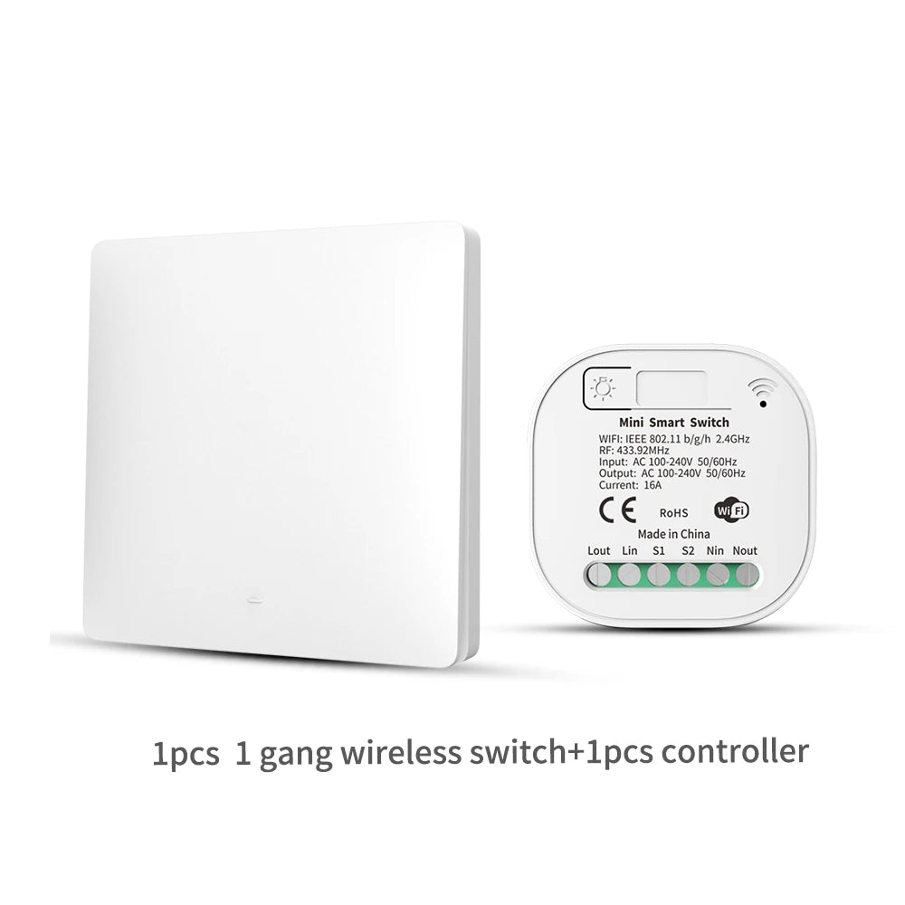 SIXWGH 433MHz Smart Wireless Switch 10A/AC100-240V Waterproof/No Wiring Installation Smart Remote Control Home