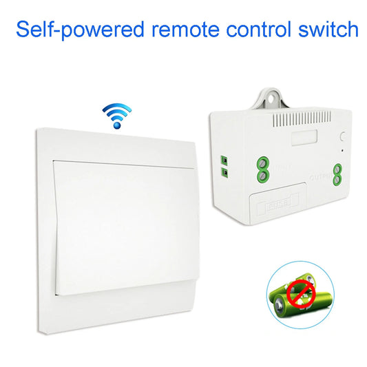 Self-powered 230V wireless switch with waterproof remote control for walls, no need for batteries, transmission distance of 200
