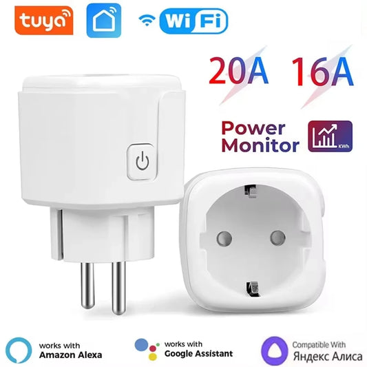 Smart Socket EU 16/20A Wifi Smart Plug With Power Monitoring Smart Home Voice Control Support Google Assistant Alexa Alice
