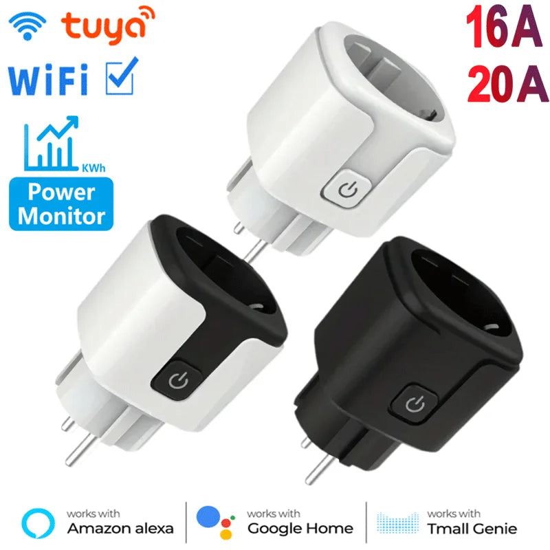 Tuya Wifi/Zigbee3.0 Smart Socket EU Plug 16/20A Power Monitor Remote Control Smart Life APP Remote Control Alexa