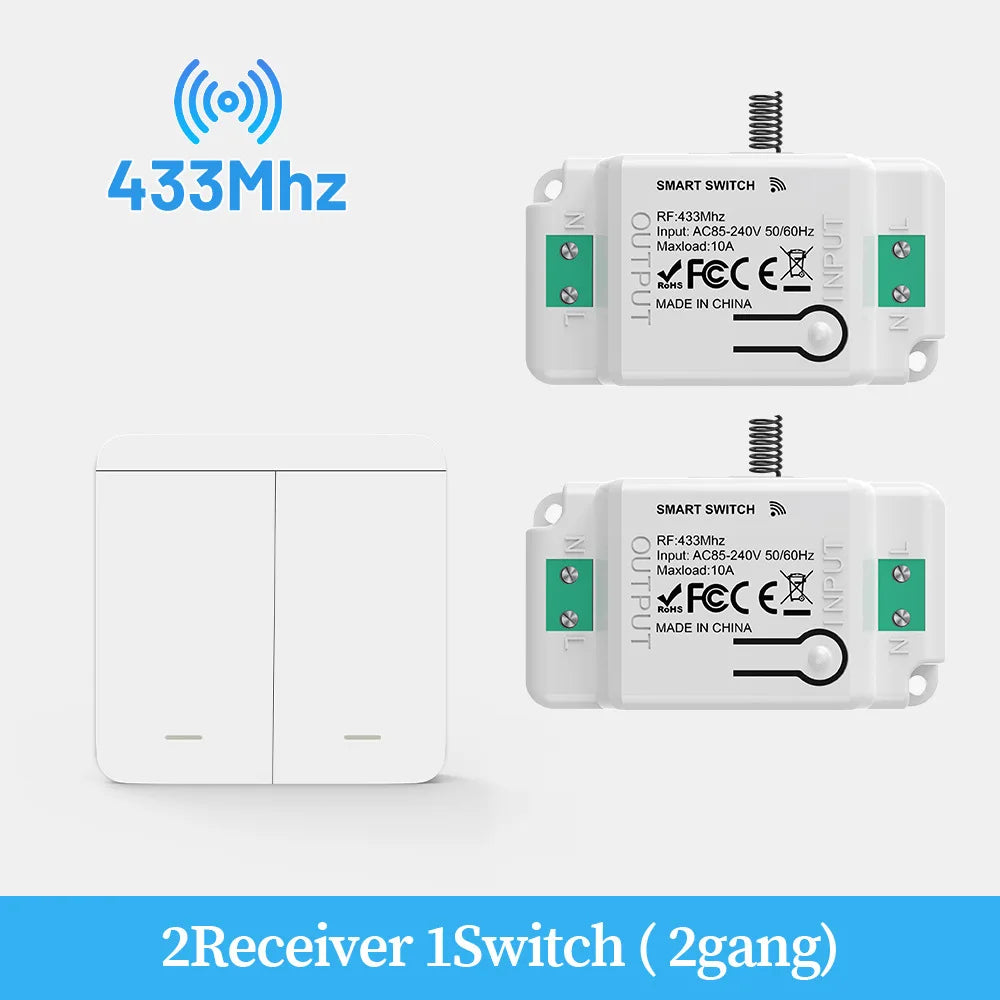 Wireless remote control switch RF433, freely attached antenna, indoor and outdoor staircase switch