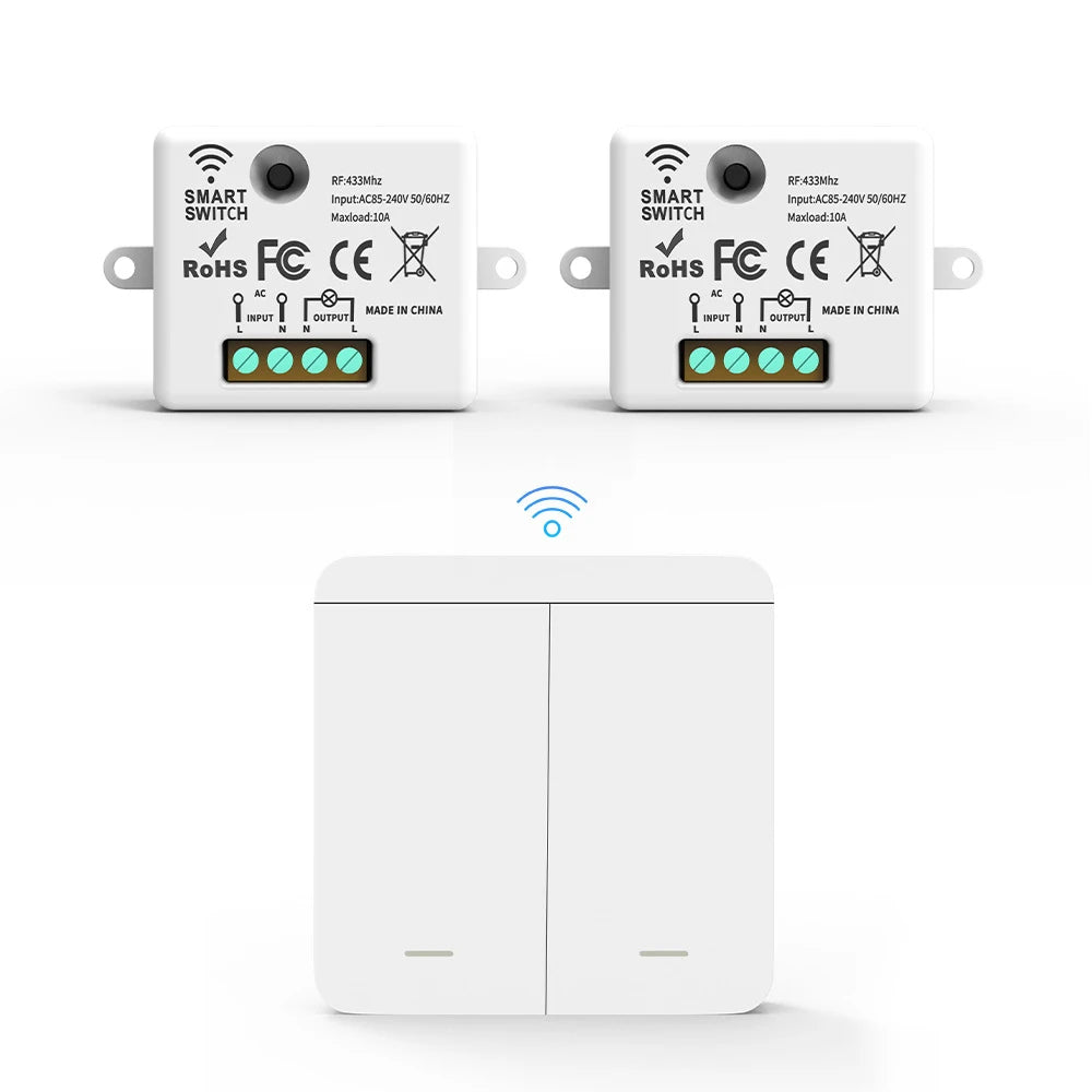 RF433 wireless remote control switch for easy wireless installation. Intelligent control of lighting and electrical appliances.