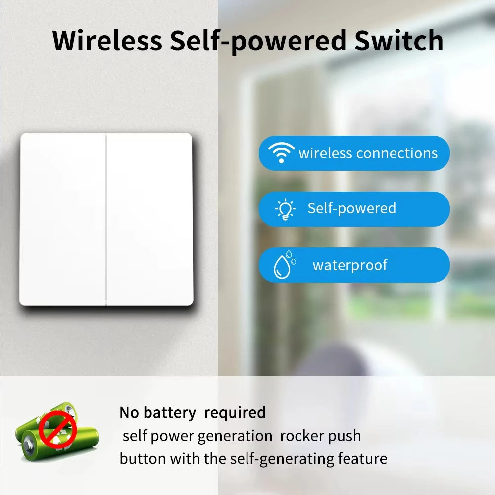 Smart Wireless Switch RF433 Self-Powered Push Button Wall Panels Remote Controller Light Switch Waterproof Wall Switch