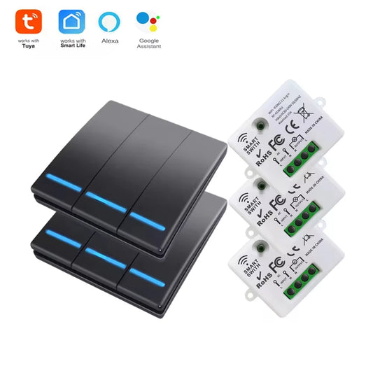 RF433 smart switch voice control Alexei Google 100-meter range application control smart home lighting Easy DIY