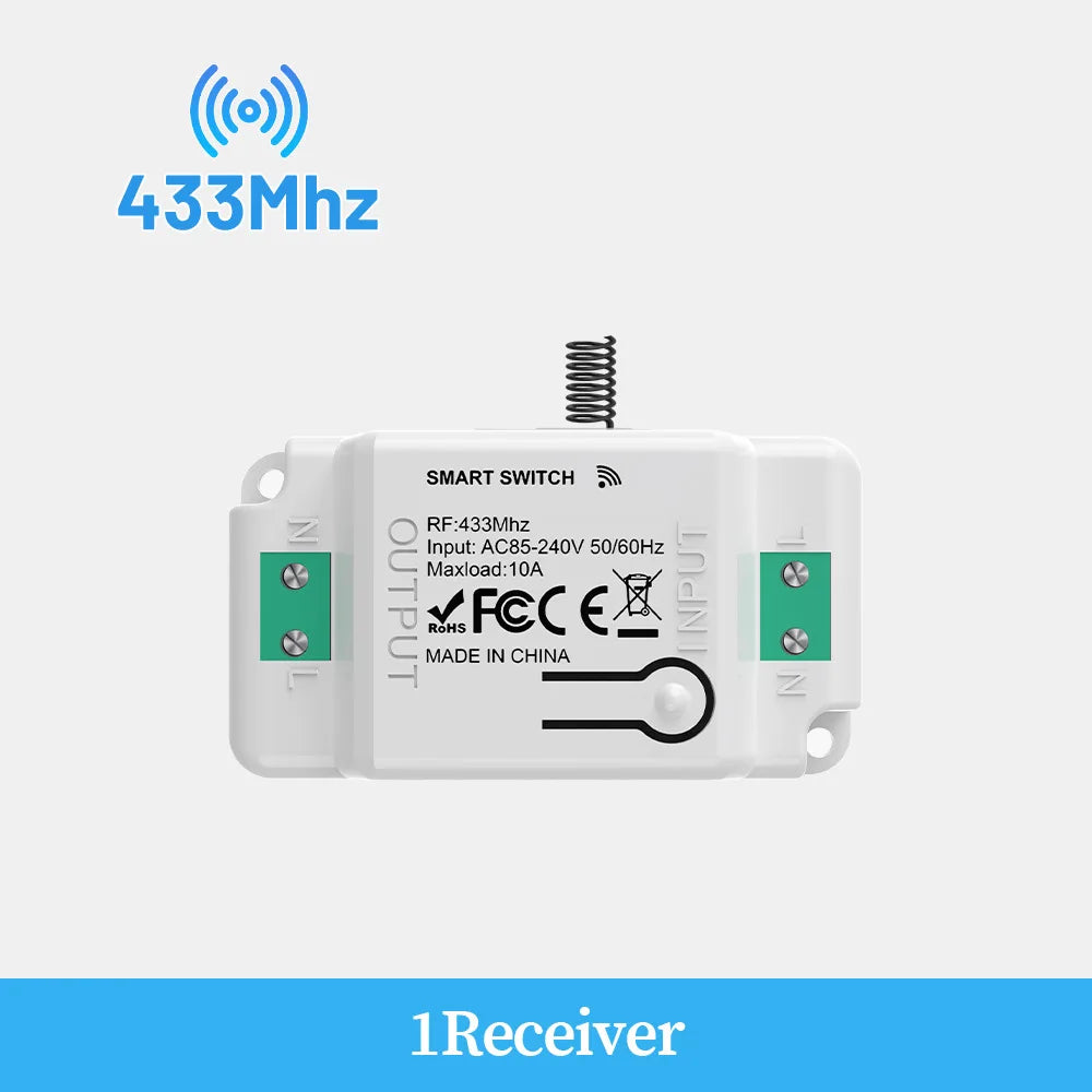 Wireless remote control switch RF433, freely attached antenna, indoor and outdoor staircase switch