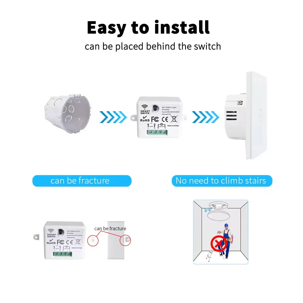 RF433 smart switch voice control Alexei Google 100-meter range application control smart home lighting Easy DIY