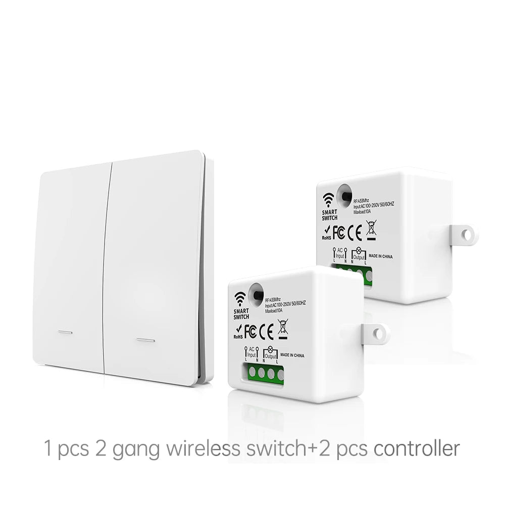 RF433 intelligent wireless switch module kit, self-powered remote AC 100-250V 10A receiver controller, lamp and electrical autom