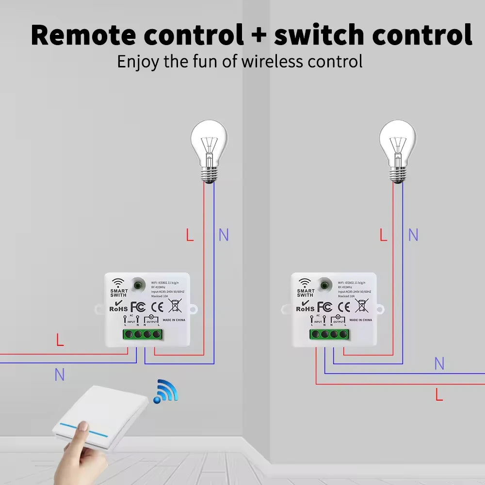 RF433 smart switch voice control Alexei Google 100-meter range application control smart home lighting Easy DIY