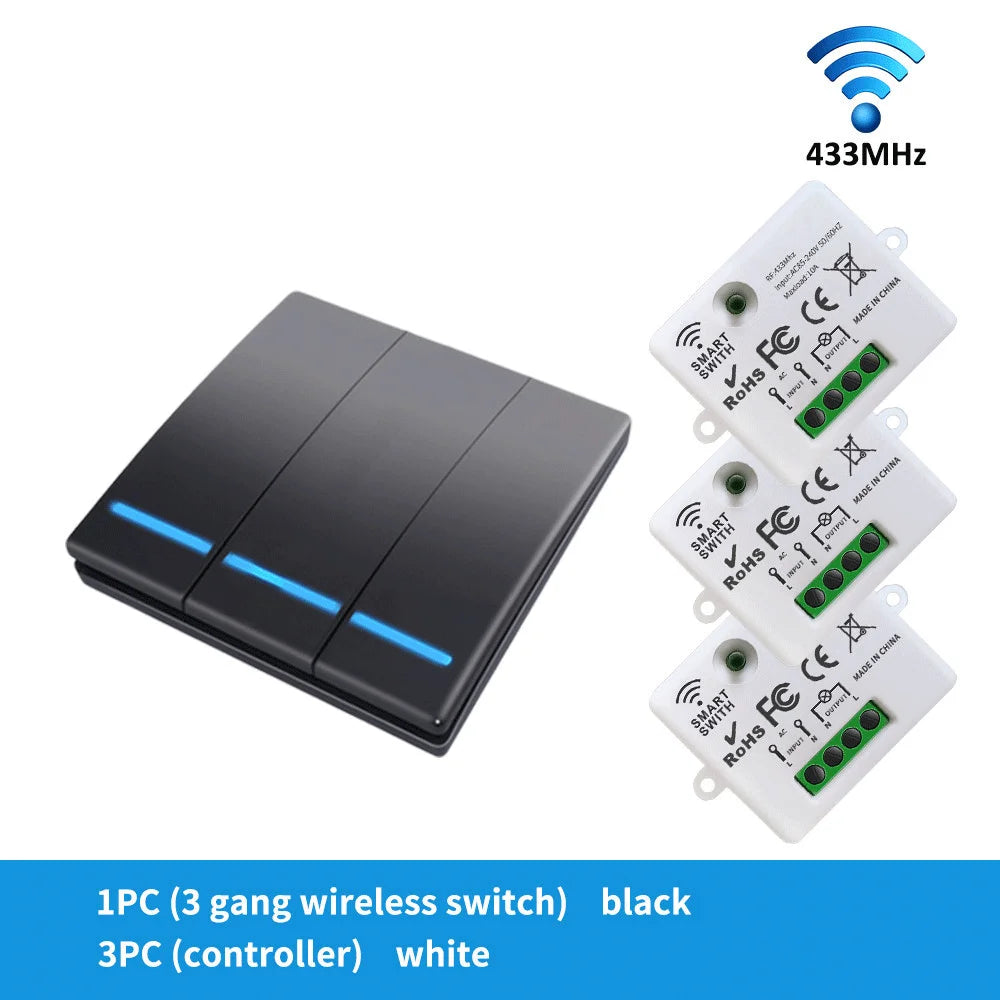 RF433 smart switch voice control Alexei Google 100-meter range application control smart home lighting Easy DIY