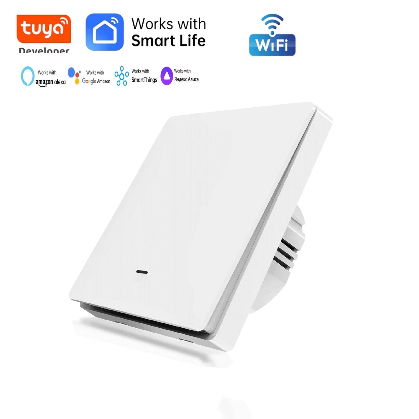 Tuya WiFi Smart 86-type wall-mounted switch with 8 buttons, single hot wire, remote control available, voice-controlled