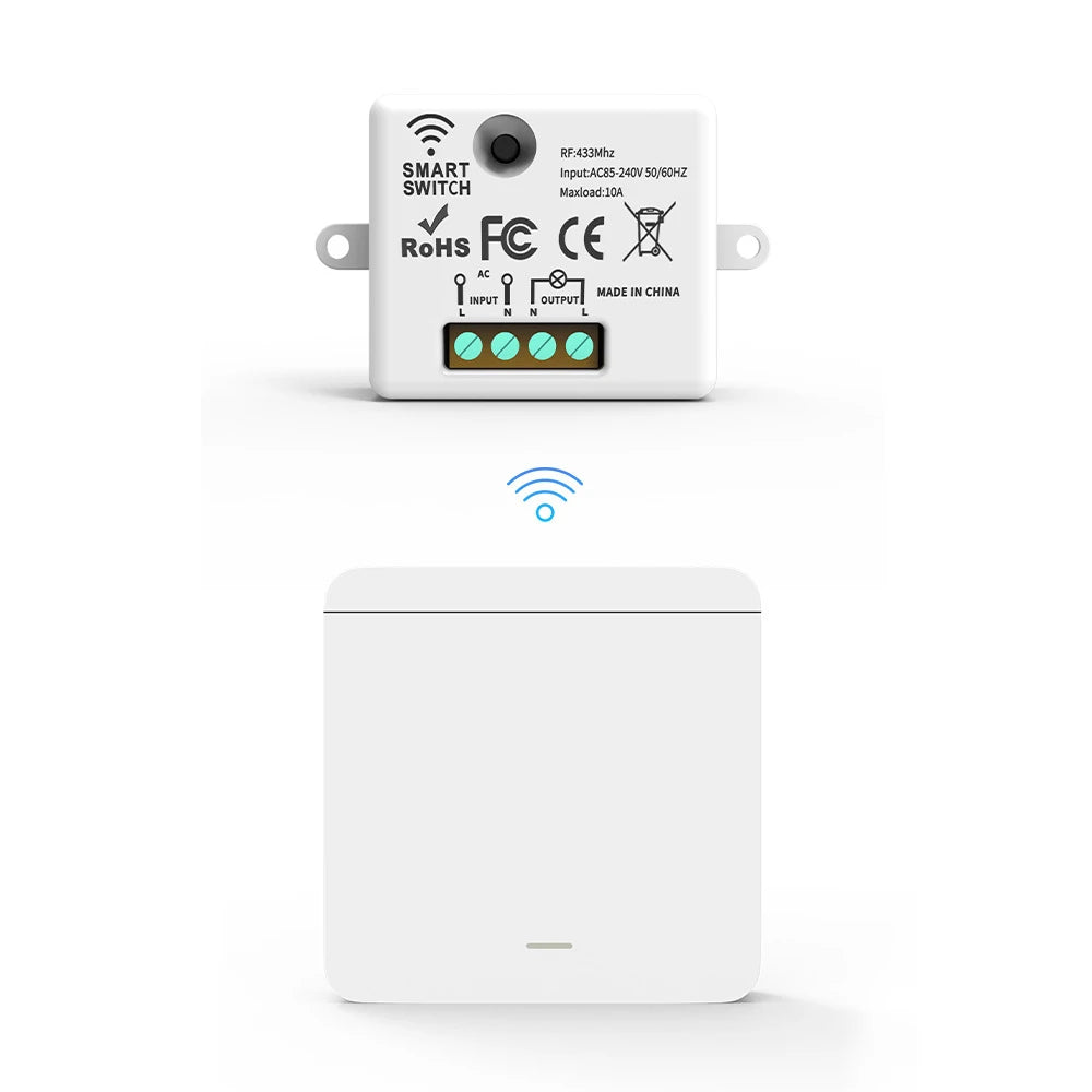 The wireless remote control RF433 switch can be modified without wiring and can be easily attached to a household controller