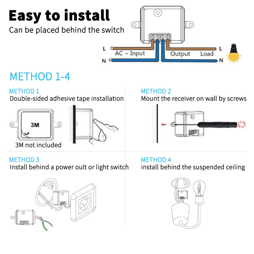 Self-powered RF433 remote control switch Kinetic energy switch can be freely attached cross-border staircase switch multi-on mul