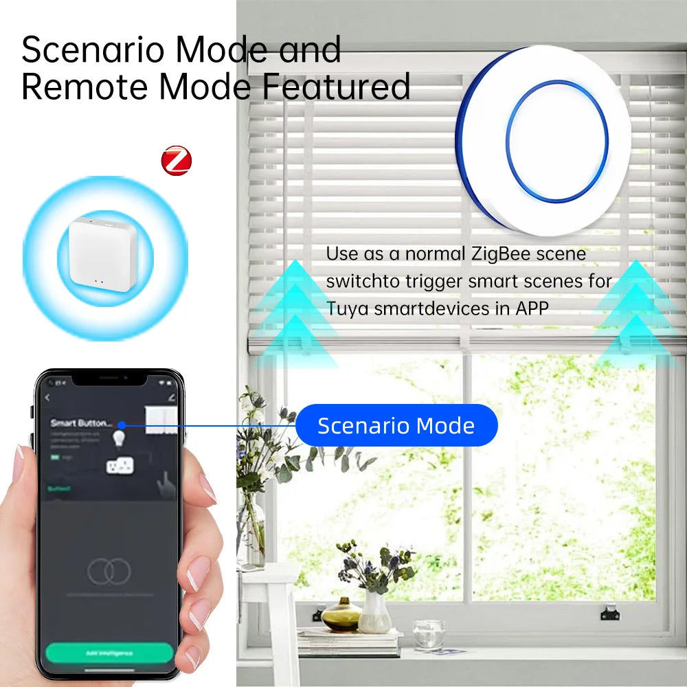 ZigBee 3.0 Wireless Push Button Smart Scene Switch Controller Automation Scenario Linkage with Tuya devices Need Zigbee Gateway