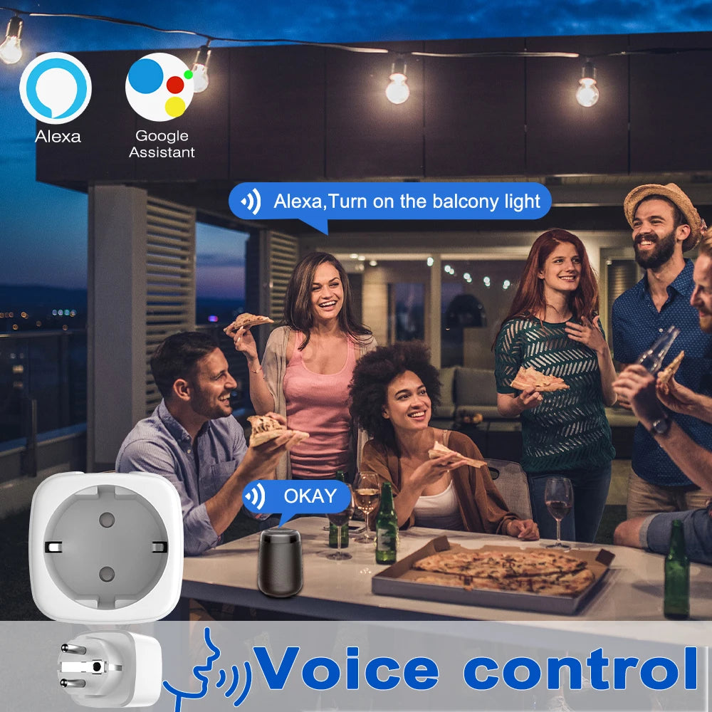 Smart Socket EU 16/20A Wifi Smart Plug With Power Monitoring Smart Home Voice Control Support Google Assistant Alexa Alice