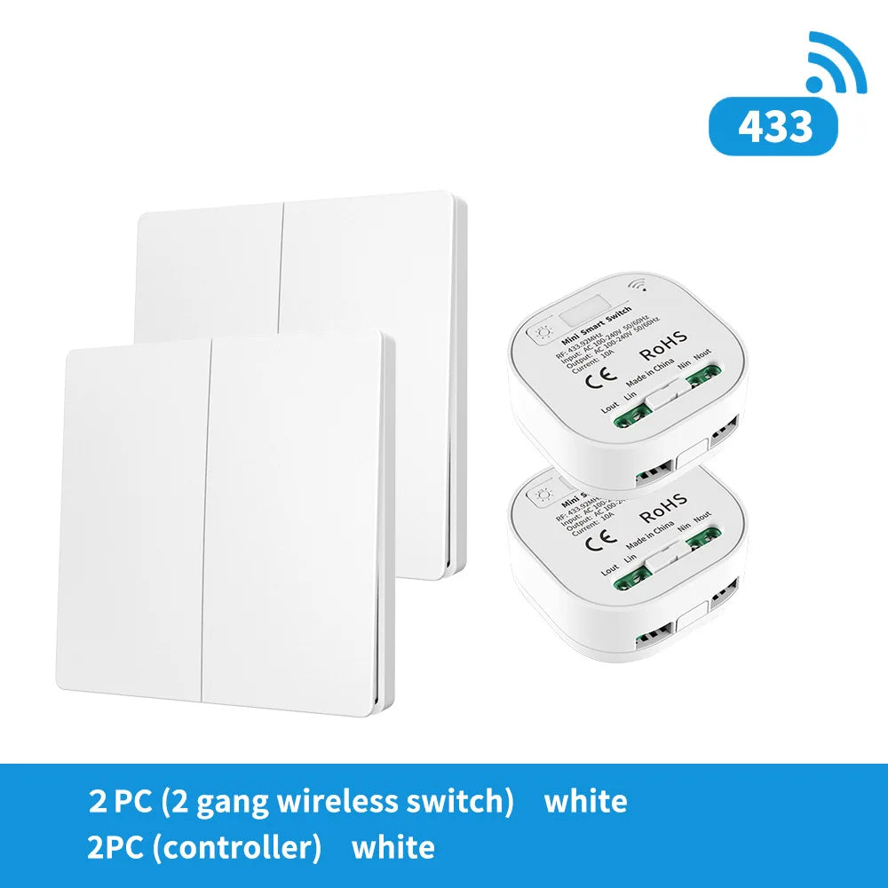 RF433 self-generating remote control switch, wireless, free-to-place, concealed, dual control