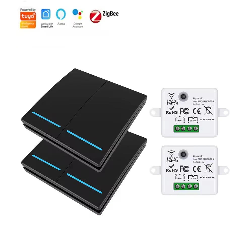 Zigbee Smart Switch Kit 1, 2, 3 sets with wireless touch remote control and Alexa Google Assistant voice command