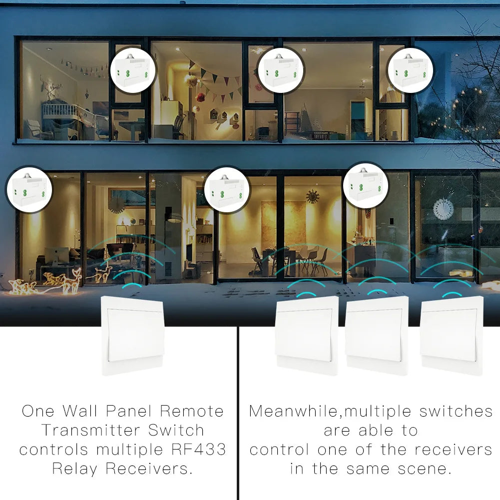 Self-powered 230V wireless switch with waterproof remote control for walls, no need for batteries, transmission distance of 200