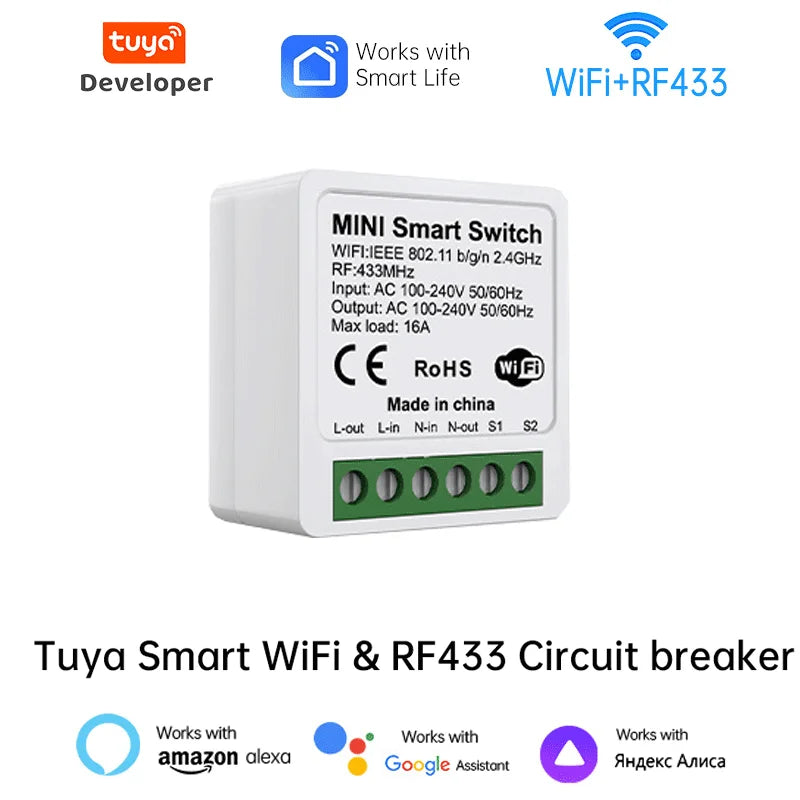 Tuya WiFi Smart Light Switch Smart Home Wireless RF 433mhz Push Button Wall Switch Via Alexa Google Home Alice Smart Life App
