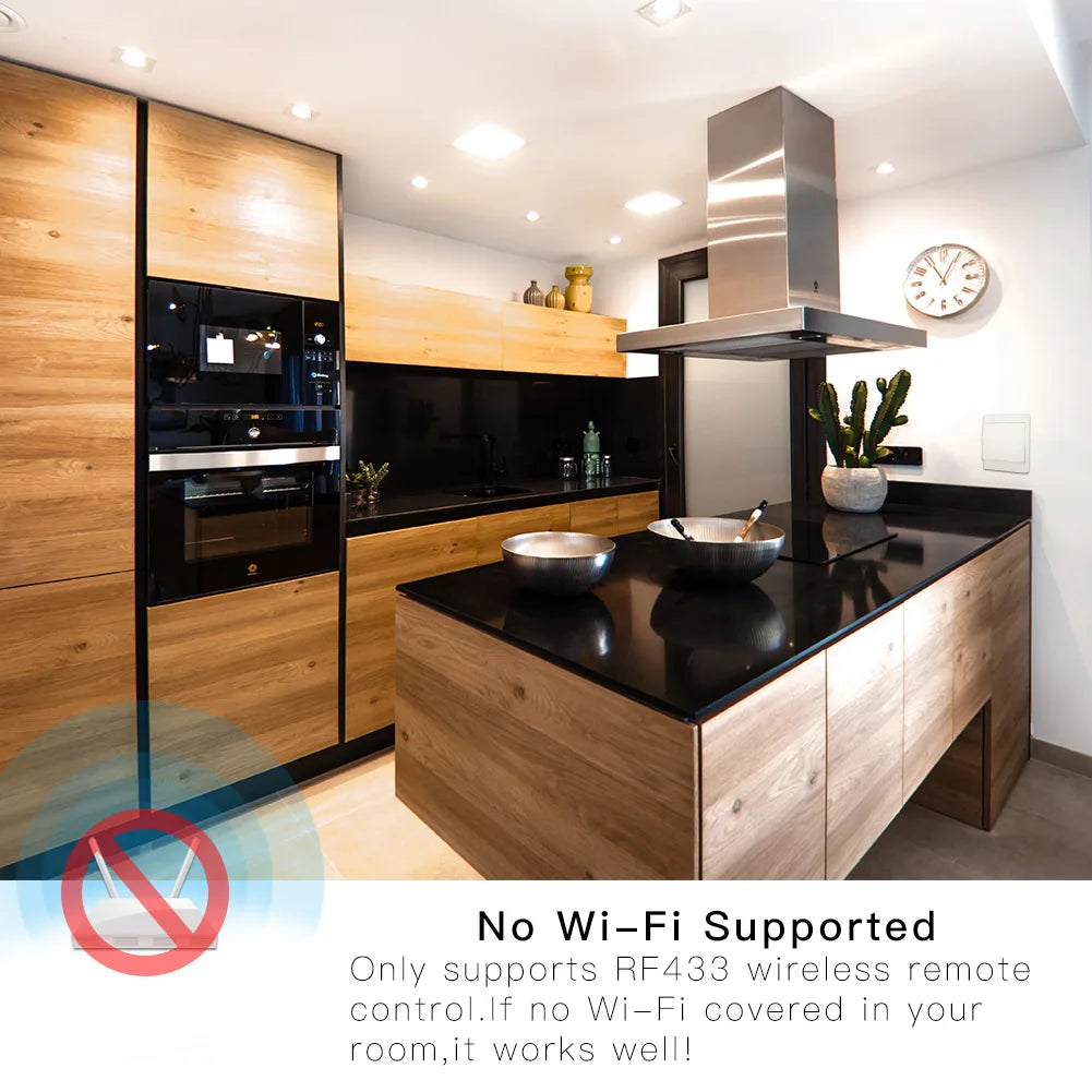 Self-powered 230V wireless switch with waterproof remote control for walls, no need for batteries, transmission distance of 200