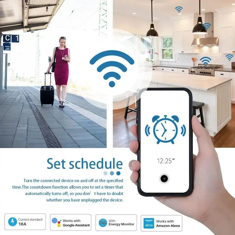 Tuya 16/20A Smart Socket EU Wifi Smart Plug With Power Monitoring Smart Home Voice Control Support Google Assistant Alexa Alice