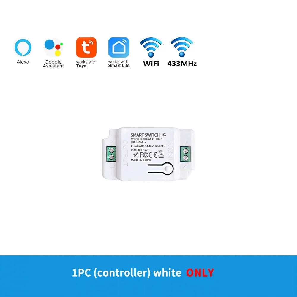 TUYA WiFi+RF433 Smart Switch Wireless Remote Control Switch On/Off Device Can Be Easily Attached to Remote Alexa