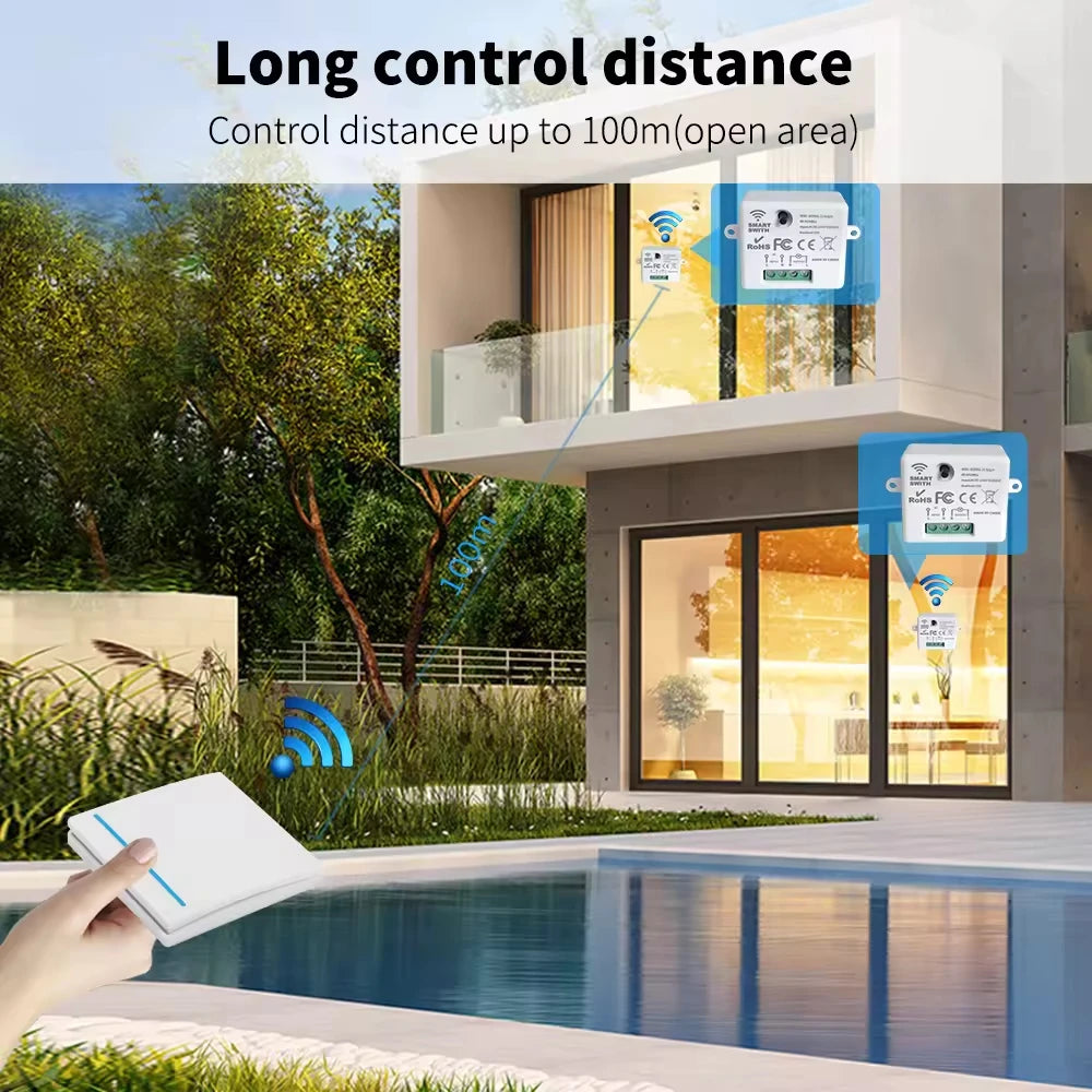 RF433 smart switch voice control Alexei Google 100-meter range application control smart home lighting Easy DIY