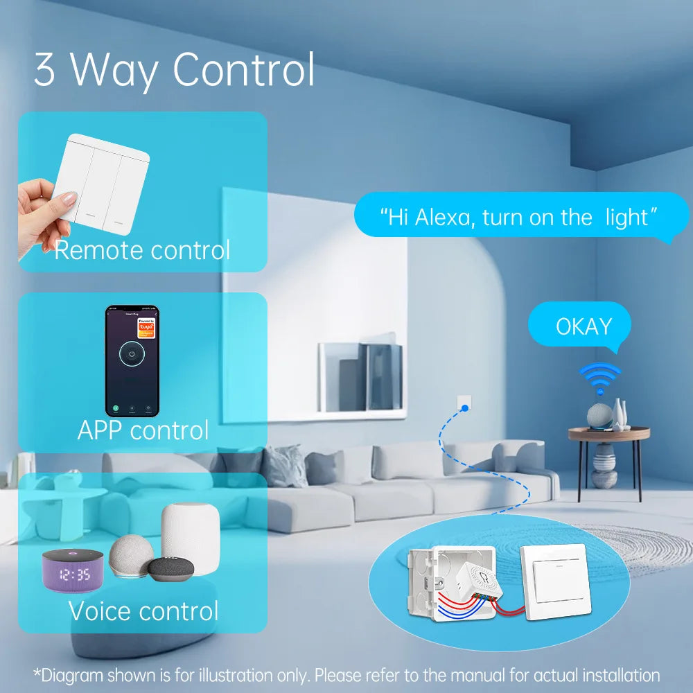 Tuya WiFi Smart Light Switch Smart Home Wireless RF 433mhz Push Button Wall Switch Via Alexa Google Home Alice Smart Life App