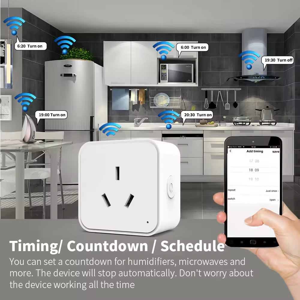 Tuya Zigbee Smart Socket AU Plug Adapter Tuya Smart Life App Wireless Control Timing Power Monitoring Function Aleax Outlet