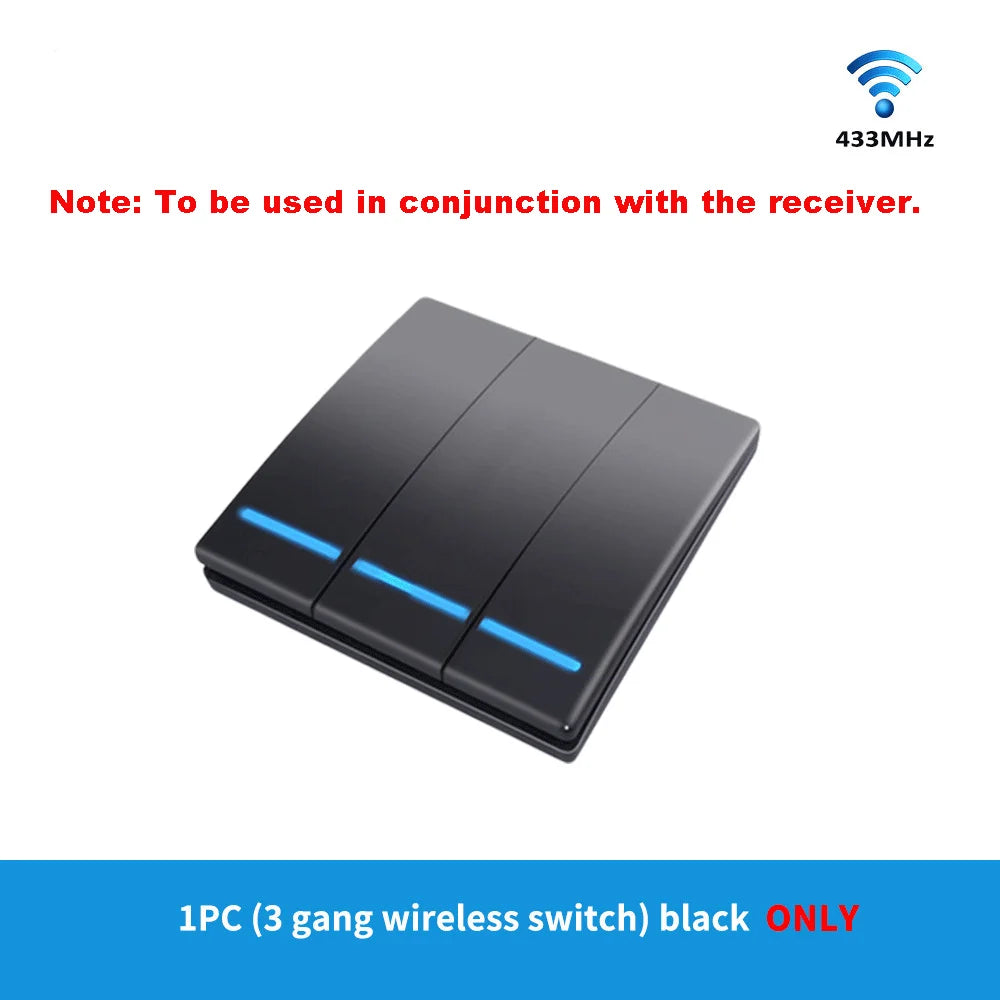 Wireless remote control switch, 86-type, no wiring required, freely attachable to walls, dual control switch, light switch