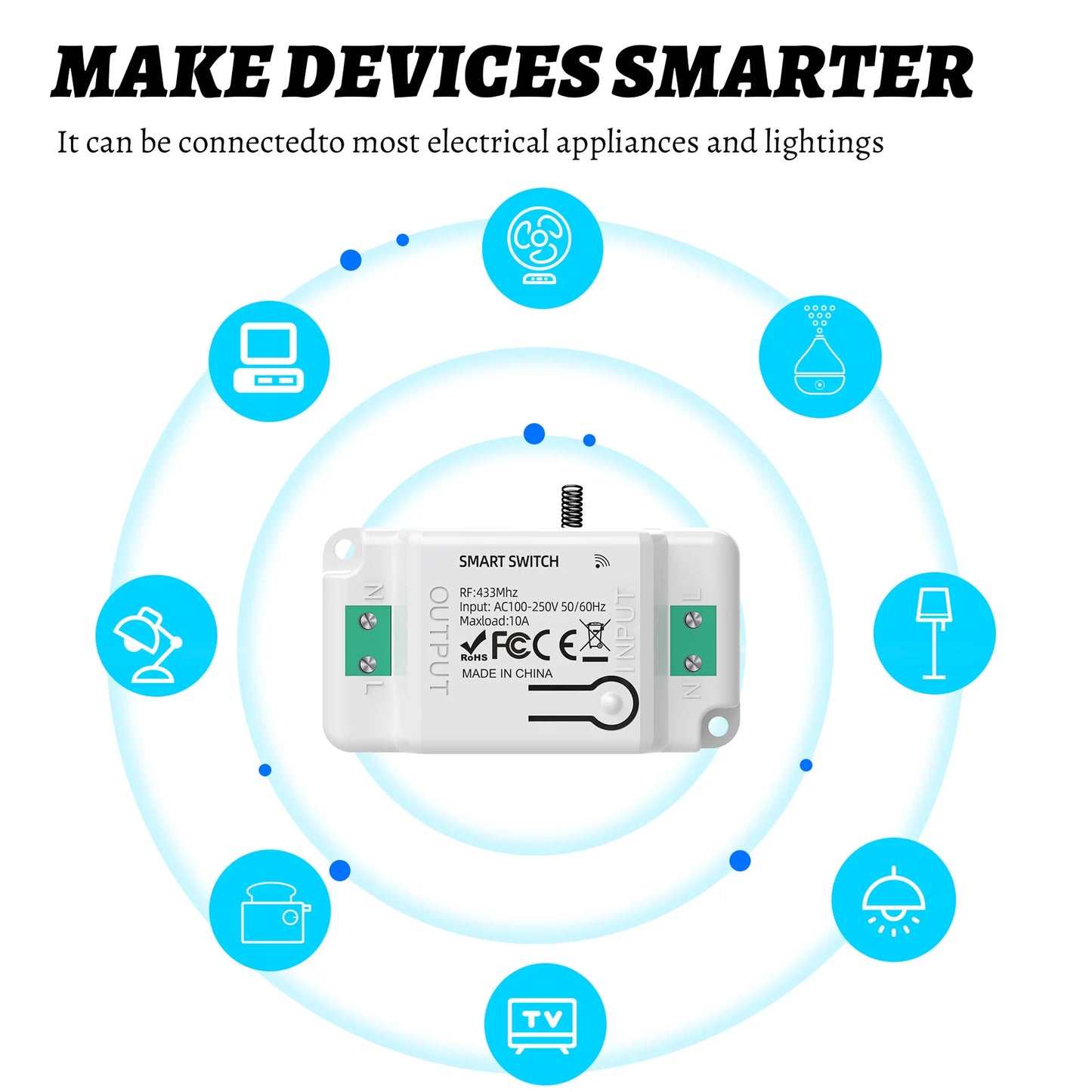 Wireless remote control switch RF433 - US standard, free sticker remote control on-off switch for lighting, model 120