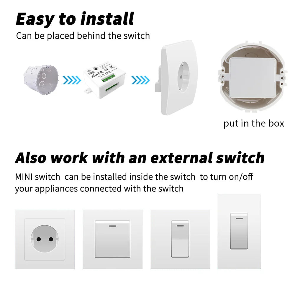 Remote control switch RF433 remote switch without wiring, can be freely attached to lighting switches, stair switches
