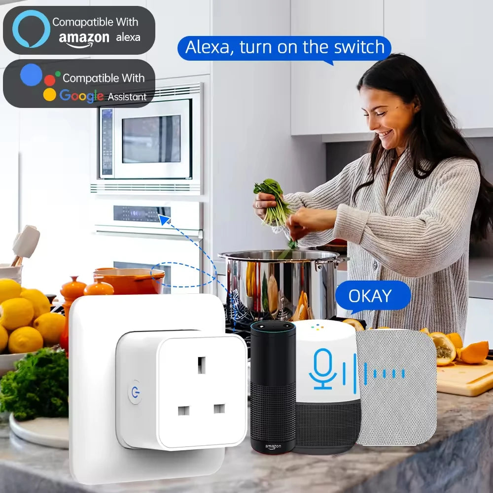 Tuya Smart 3-pin British household appliance Alexa power socket WiFi/Zigbee3.0 Adapter Smart wall socket CN plug standard