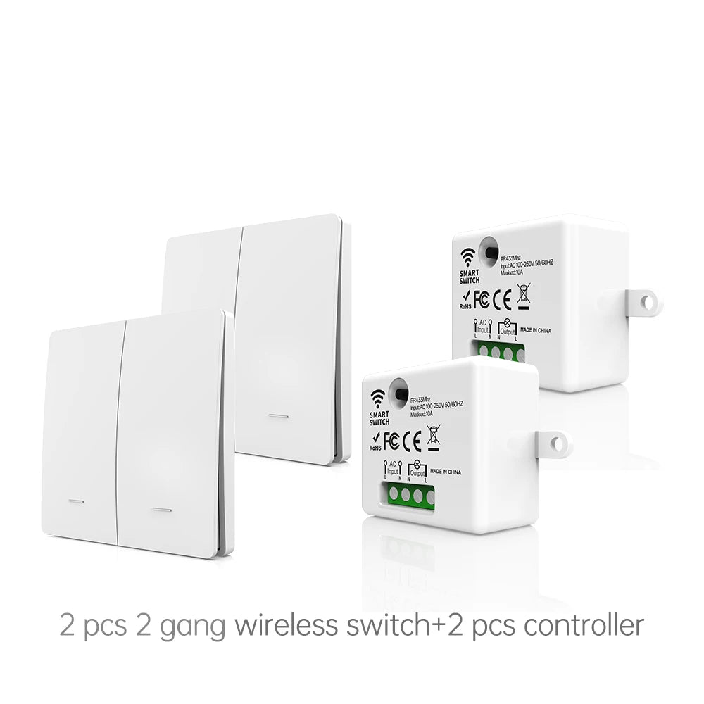 RF433 intelligent wireless switch module kit, self-powered remote AC 100-250V 10A receiver controller, lamp and electrical autom