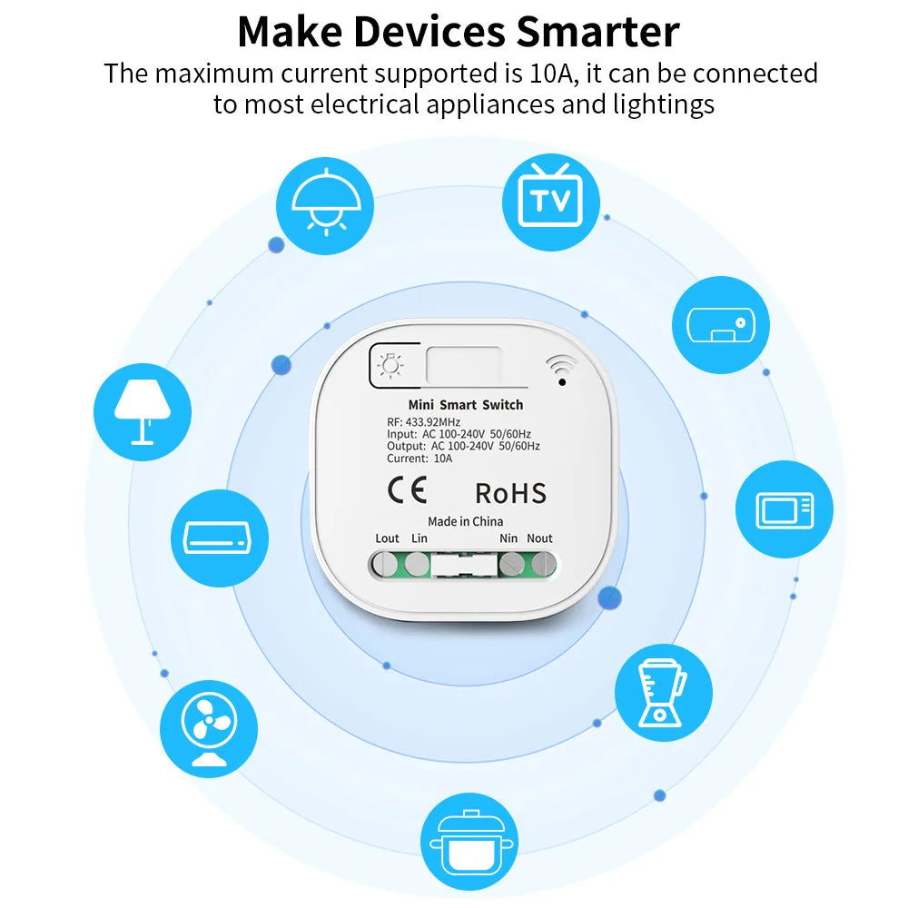 RF433 self-generating remote control switch, wireless, free-to-place, concealed, dual control