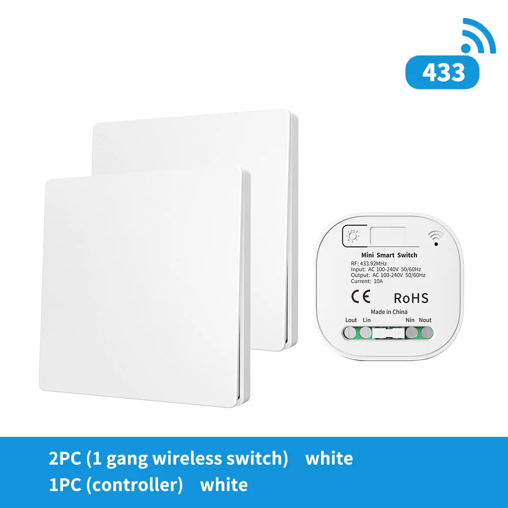 RF433 self-generating remote control switch, wireless, free-to-place, concealed, dual control