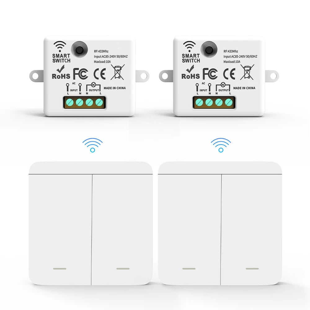 RF433 wireless remote control switch for easy wireless installation. Intelligent control of lighting and electrical appliances.